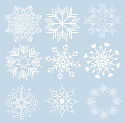 Fototapeta na wymiar Collection of snowflakes (set of snowflakes) illustration.