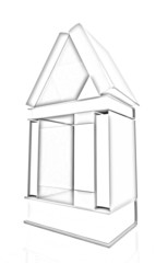 house from real books. Pencil drawing