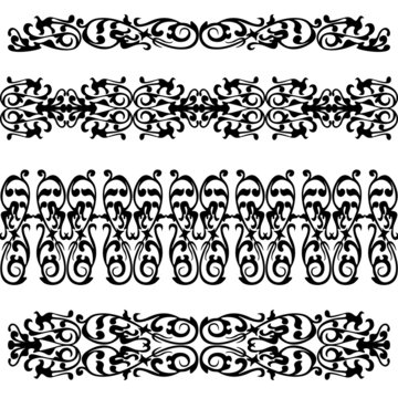 Set of  lase border pattern, silhouette black