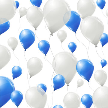 Blue and white balloons background