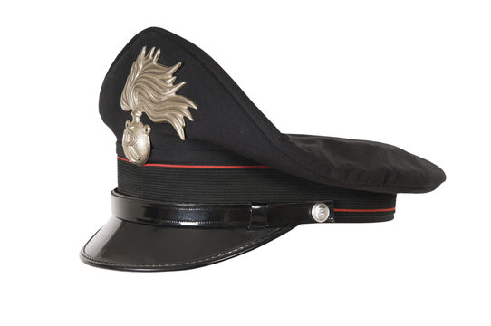 Italy police hat, against a white background