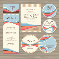 Obraz premium Set of retro wedding cards