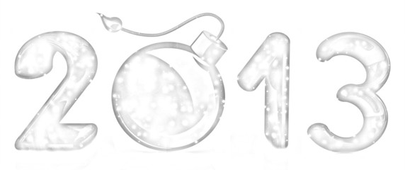 Obraz premium Year 2013 with bomb burning. Pencil drawing