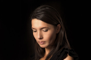 Fototapeta premium Melancholische Frau mit Sorgen im Blick