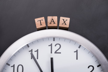 Clock showing tax time