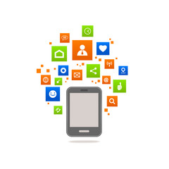 Tablet social icons web buttons vector