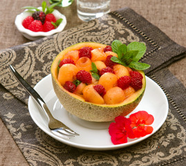 raspberry melon fruit salad