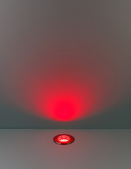 Red color background with lighting bulb