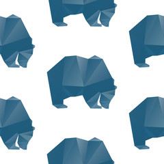 A seamless repeating pattern of a polygon style blue bear