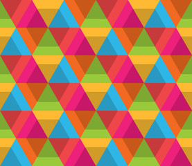 A multicolored seamless repeating pattern with a hexagonal style