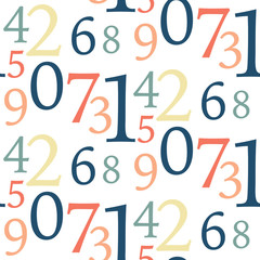 A seamless vector pattern made up of scattered numbers