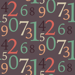 A seamless vector pattern made up of scattered numbers