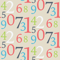 A seamless vector pattern made up of scattered numbers