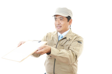 笑顔の労働者