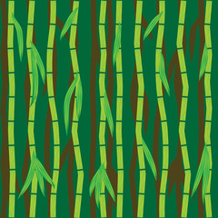 Bamboo sticks and leaves. Abstract seamless vector background.