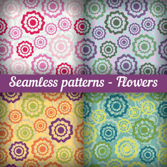 Flowers Seamless pattern Vector set Abstract background