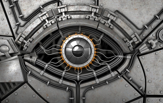 Robot's eye. Fantasy high technology 3d illustration