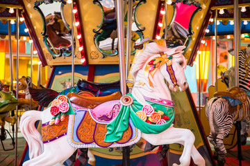 Fototapeta na wymiar Colorful Horse on a Carousel