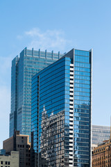 Fototapeta premium Two Blue Glass Office Towers in Chicago