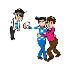 Selfie gay and shocked man