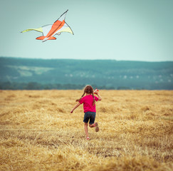 beautiful little girl witha kite