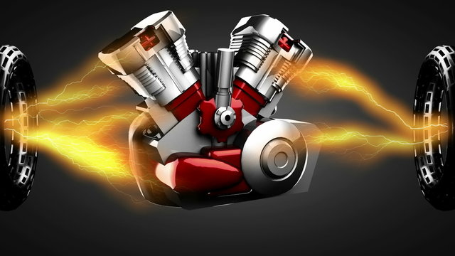 bike engyne on hologram