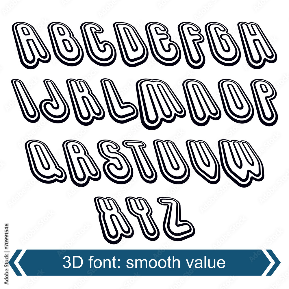 Fototapete 3d retro font in rotation, stylish vector letters design. upperc