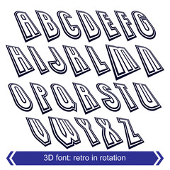 Outlined rotated vector font, monochrome lined letters set.