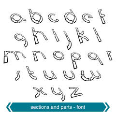 Dimensional font with rotation effect, perspective unusual scrip