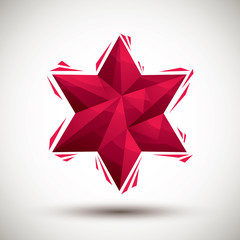 Red six angle star geometric icon made in 3d modern style, best