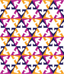 Geometric creative continuous multicolored pattern with arrowhea