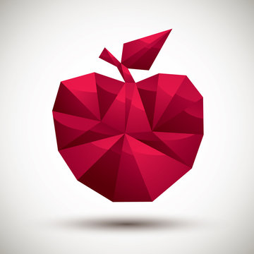 Red apple geometric icon made in 3d modern style, best for use a