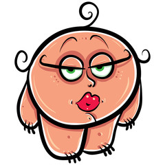 Funny coquette girl, cute woman icon, vector illustration.