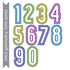 Sans serif geometric numbers, colored smooth tall numbers. Graph