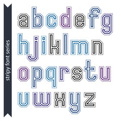 Stripy acute-angled contemporary poster lowercase letters, lined
