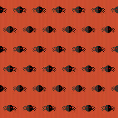 Seamless Halloween Pattern with Spiders over red