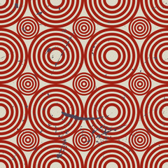 Grunge vintage geometric seamless pattern, old vector repeat bac
