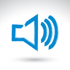 Hand drawn sound icon, brush drawing multimedia sign, original h