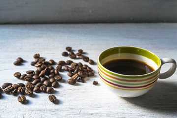 coffee cup and coffee beans