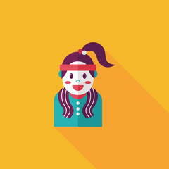 sporty girl flat icon with long shadow,eps10