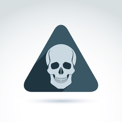 Vector illustration of a human skull in a triangle. Dead head ab