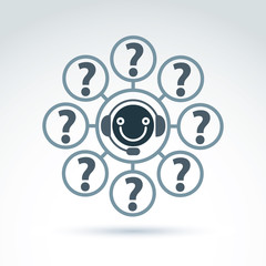 Call center, information collecting and exchange theme icon, vec