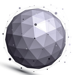 Naklejka premium Geometric contrast spherical figure with wire mesh, modern scien