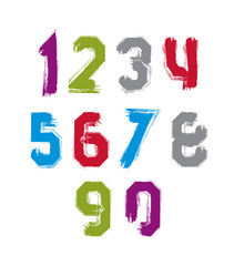 Freak colorful graffiti digits, set of vector unusual numbers dr