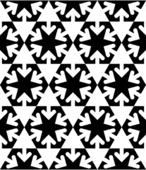 Black and white symmetric textured geometric seamless pattern. V