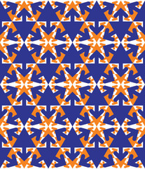 Symmetric colorful textured endless pattern with overlap hexagon