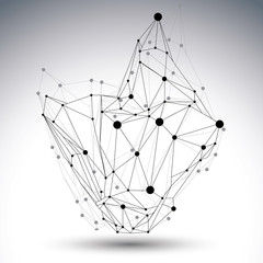 3D vector abstract design template, polygonal complicated contra