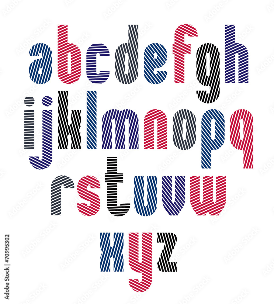 Fototapete unusual rounded typescript with diagonal parallel lines, colorfu