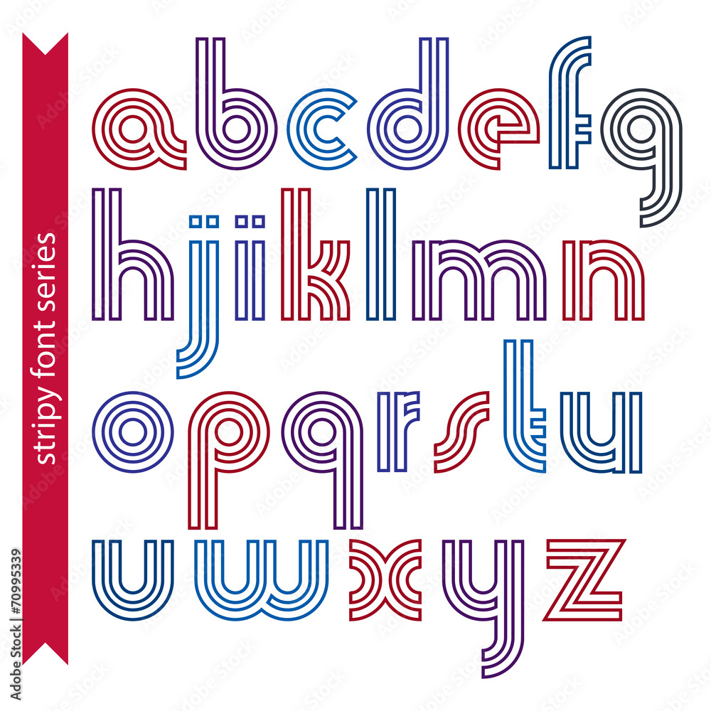 Fototapete double lines rounded font, vector lined drop caps isolated on wh
