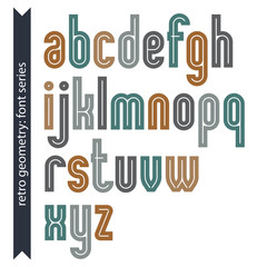 Elegant colorful vector typescript, retro rounded letters isolat